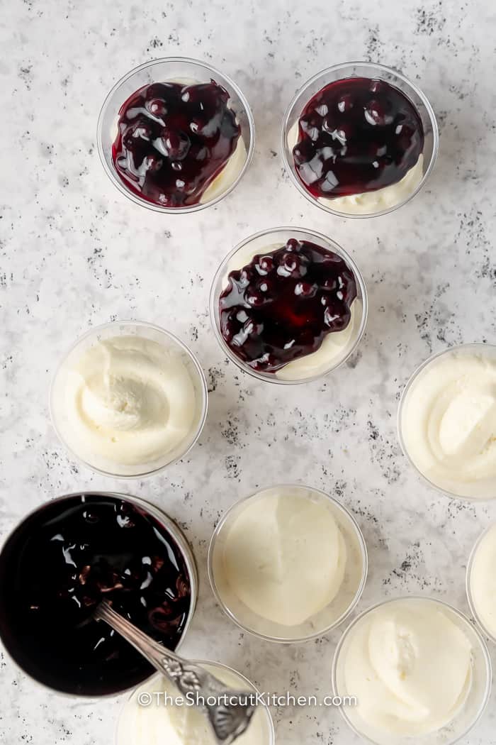 top view of No Bake Mini Cheesecake Cups