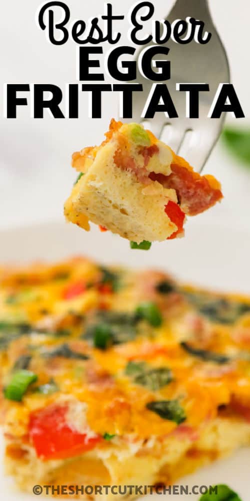 fork full of Egg Frittata with a title