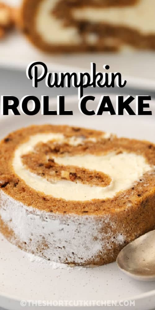 plated Pumpkin Roll with writing