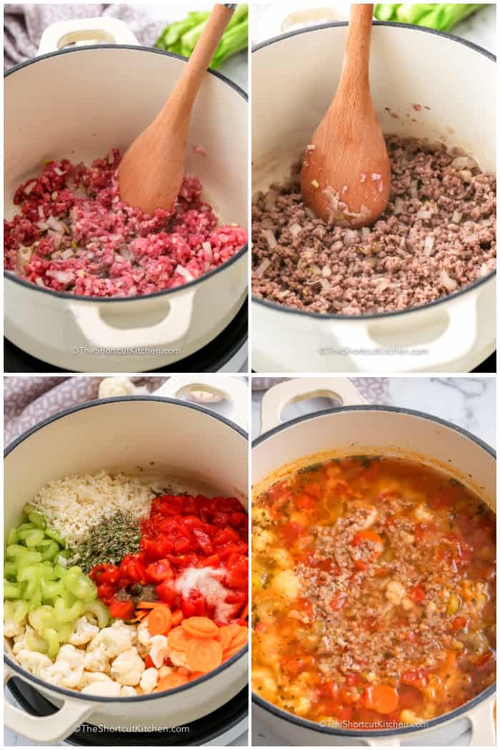 process to make Low Carb Hamburger Vegetable Soup