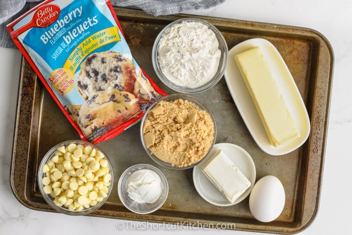 ingredients assembled to make Blueberry Cheesecake Cookies