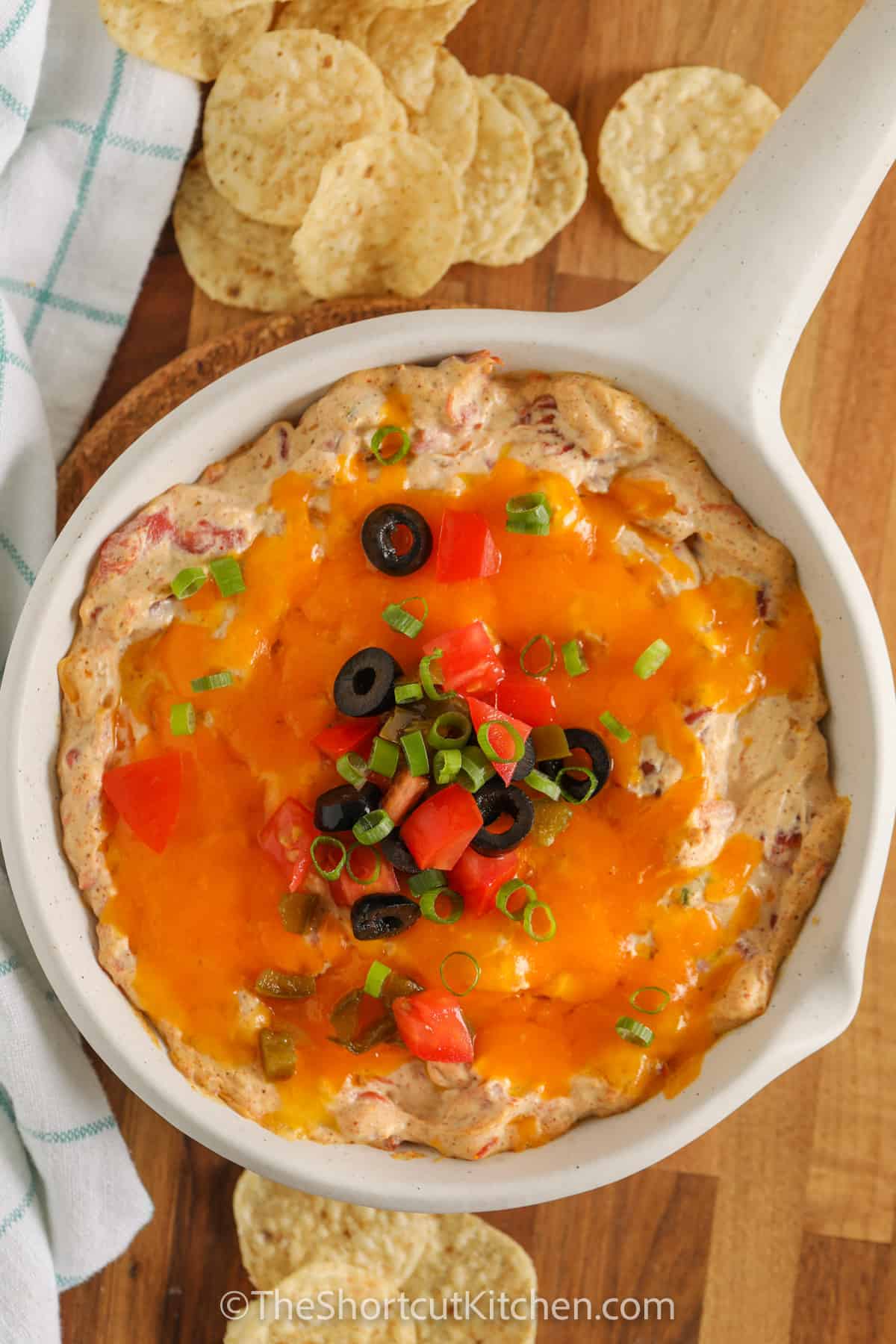 plated Easy Taco Dip with chips