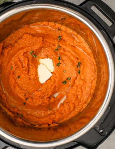 Instant Pot Mashed Sweet Potatoes cooked in the instant pot