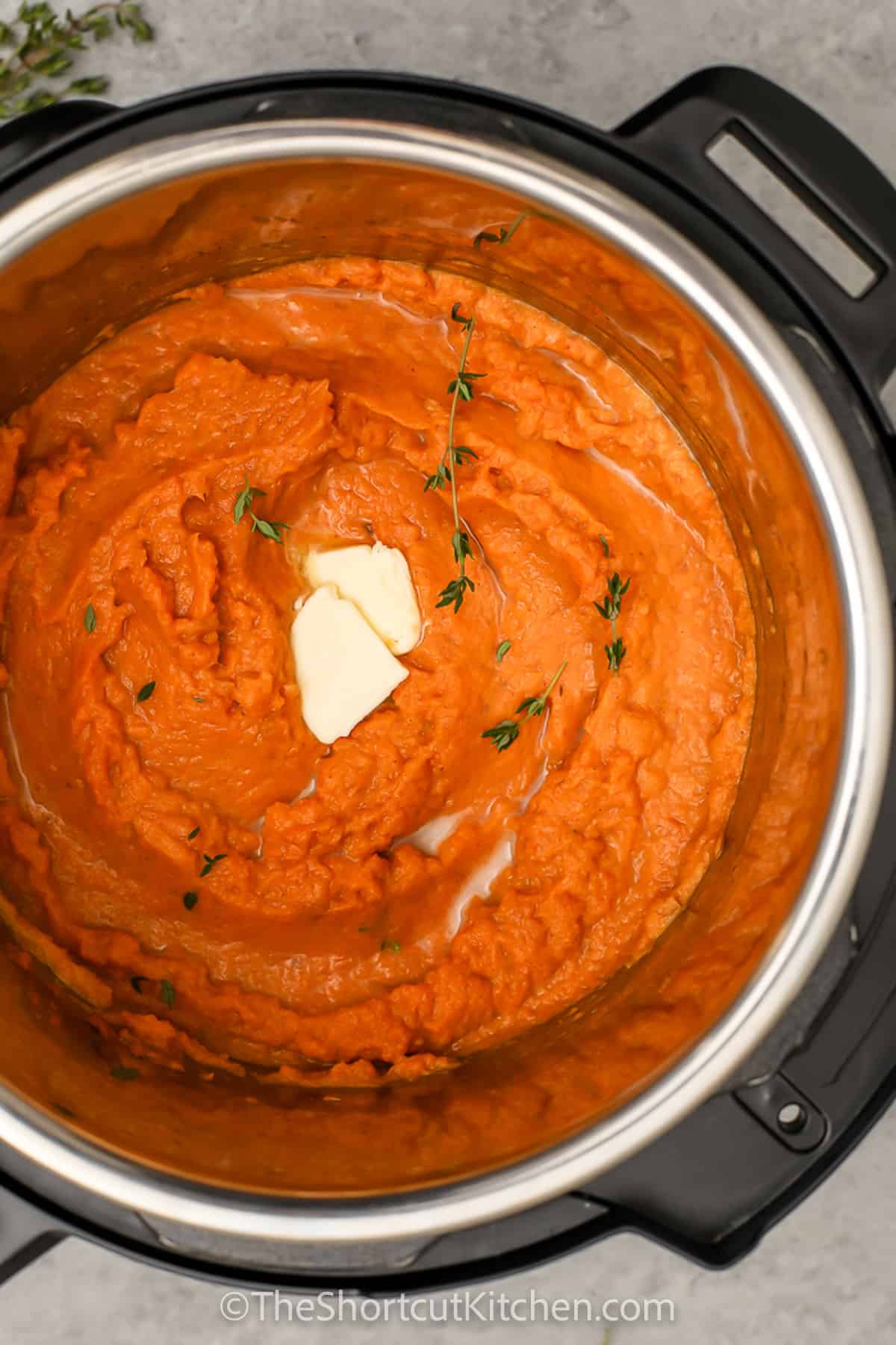 Instant Pot Mashed Sweet Potatoes cooked in the instant pot