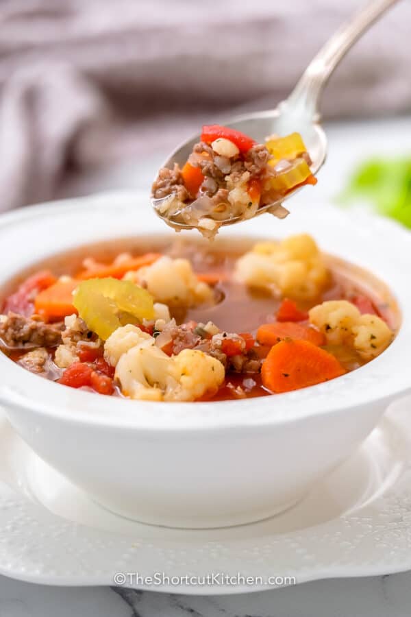 Low Carb Hamburger Vegetable Soup (One Pot!) - The Shortcut Kitchen