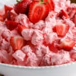 Strawberry fluff salad in a serving dish