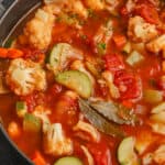 close up of Vegetable Soup With Cabbage