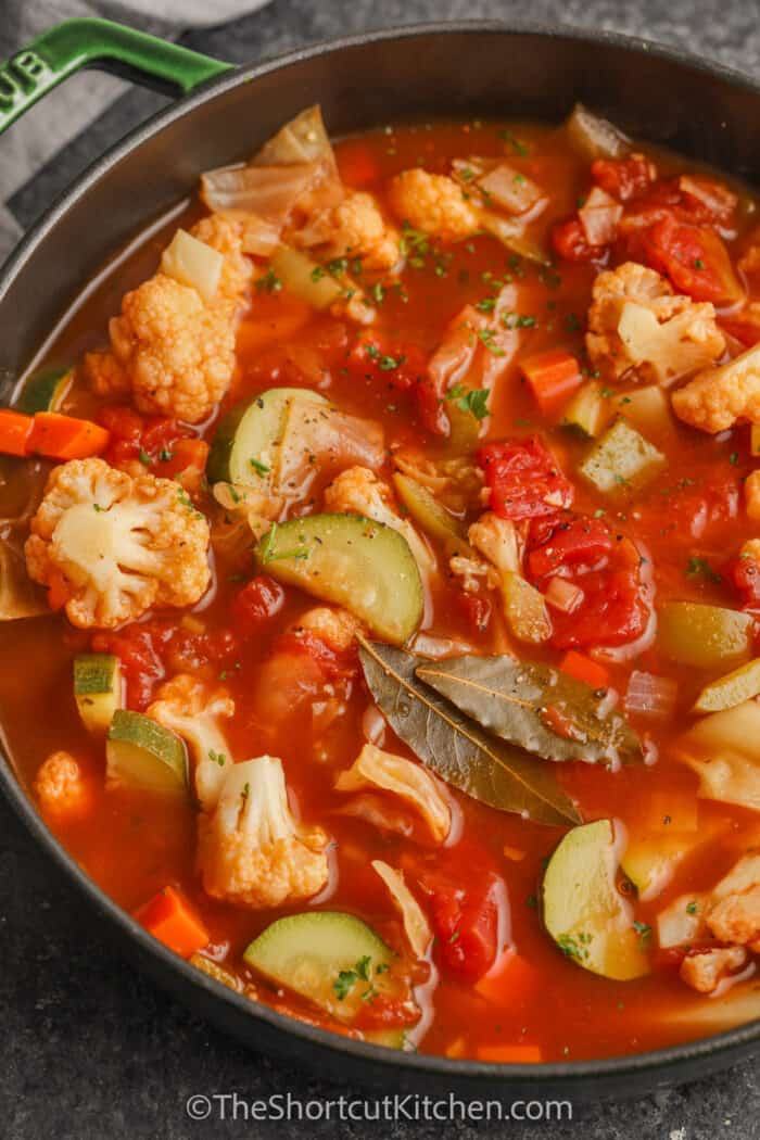 close up of Vegetable Soup With Cabbage