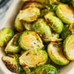 plated Air Fryer Brussel Sprouts Recipe