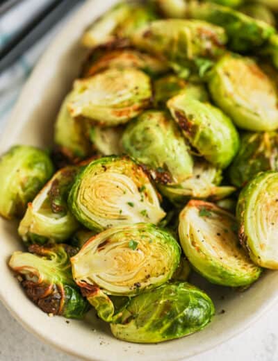 plated Air Fryer Brussel Sprouts Recipe