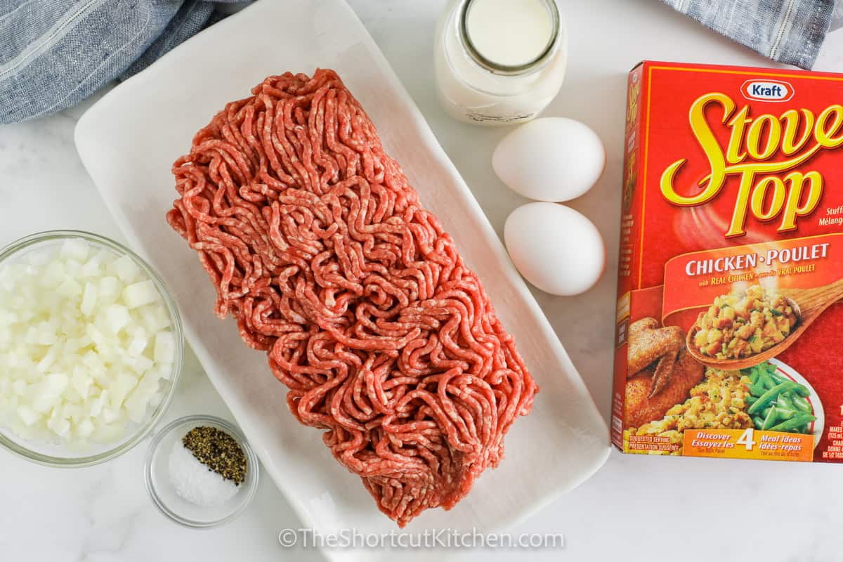 ingredients on a table to make Crockpot Meatloaf