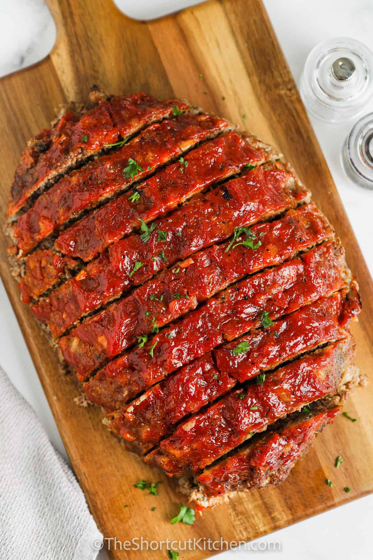 top view of sliced Crockpot Meatloaf