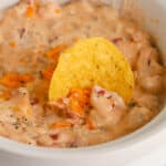 Cream Cheese Rotel Dip Recipe with a chip