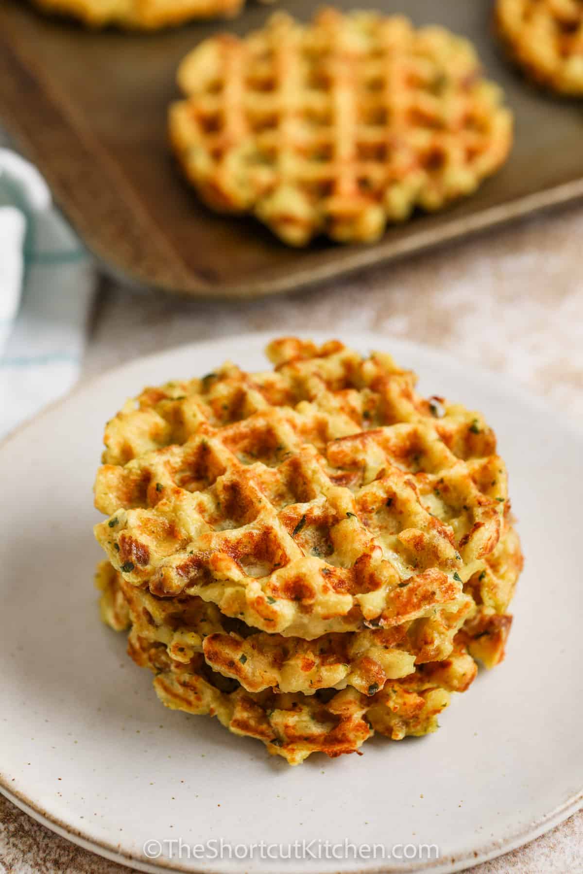 pile of Stuffing Waffles on a plate