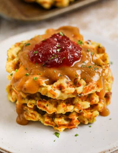 Stuffing Waffles on a plate