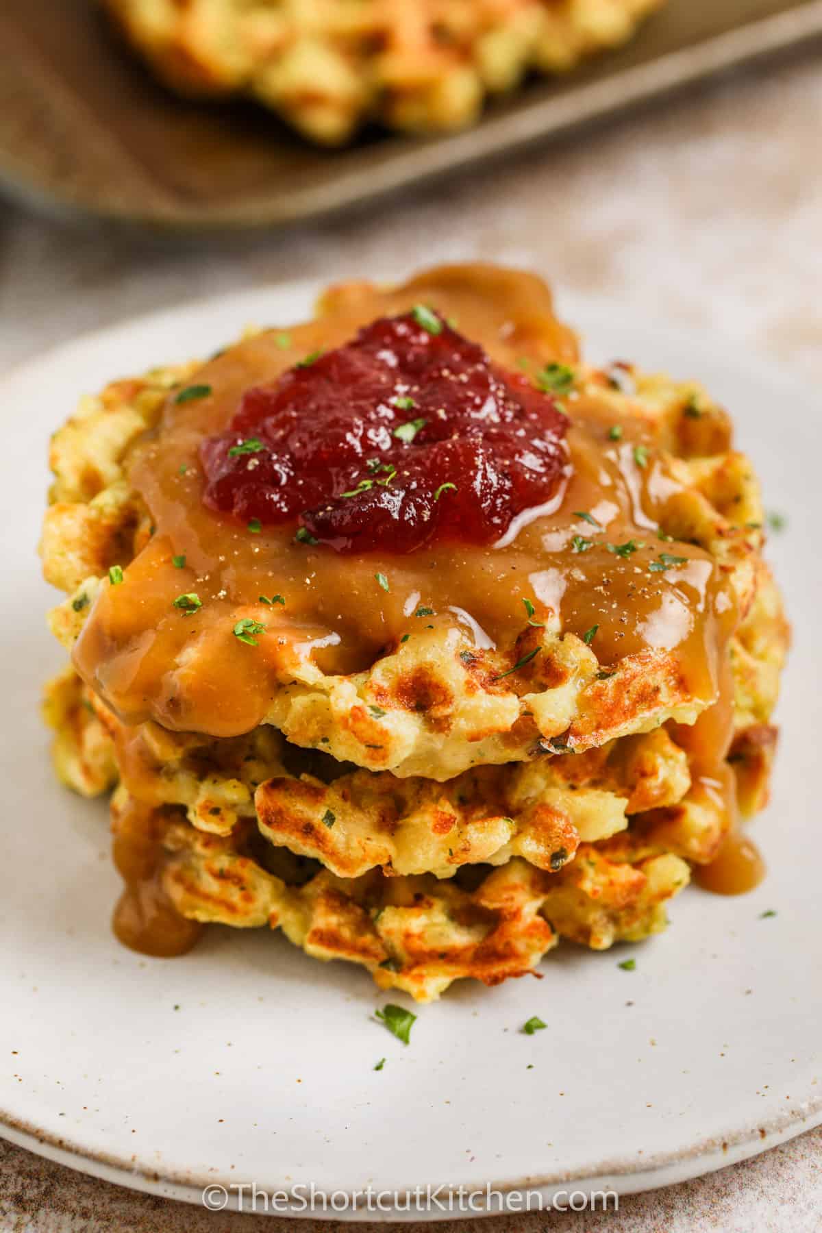 Stuffing Waffles on a plate