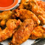 Air fryer chicken wings on a plate