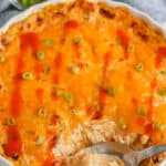 plated Buffalo Ranch Chicken Dip with hot sauce