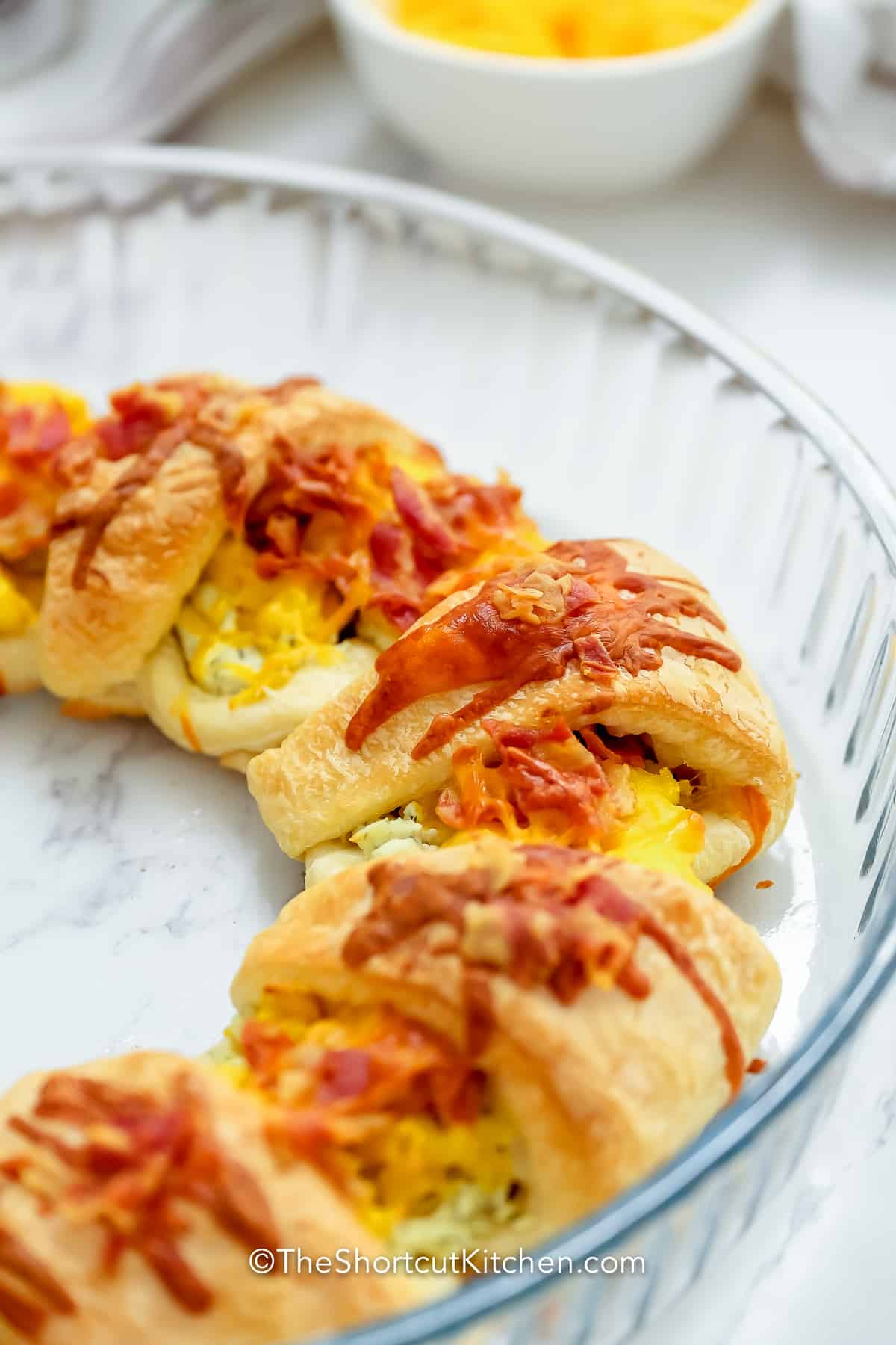 Close up of a Cheesy Breakfast Crescent Ring