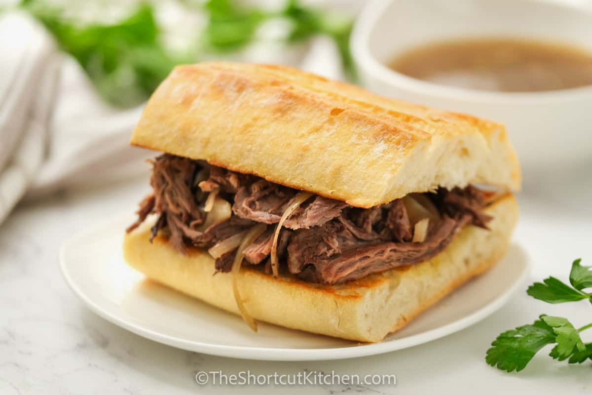plated Crock Pot French Dip Recipe