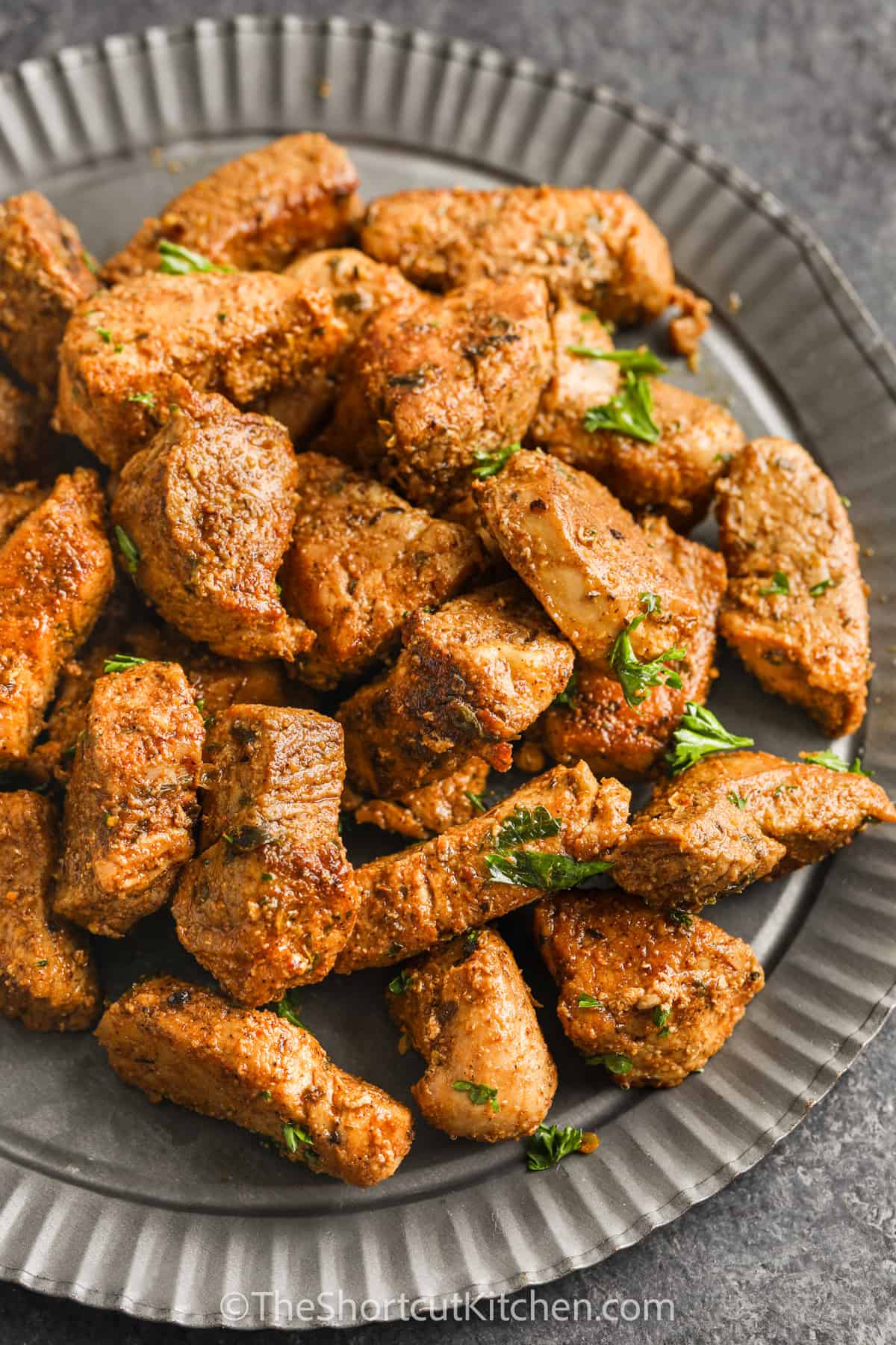 Easy Pork Bites on a plate