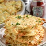 Hash Brown Patties stacked on a plate