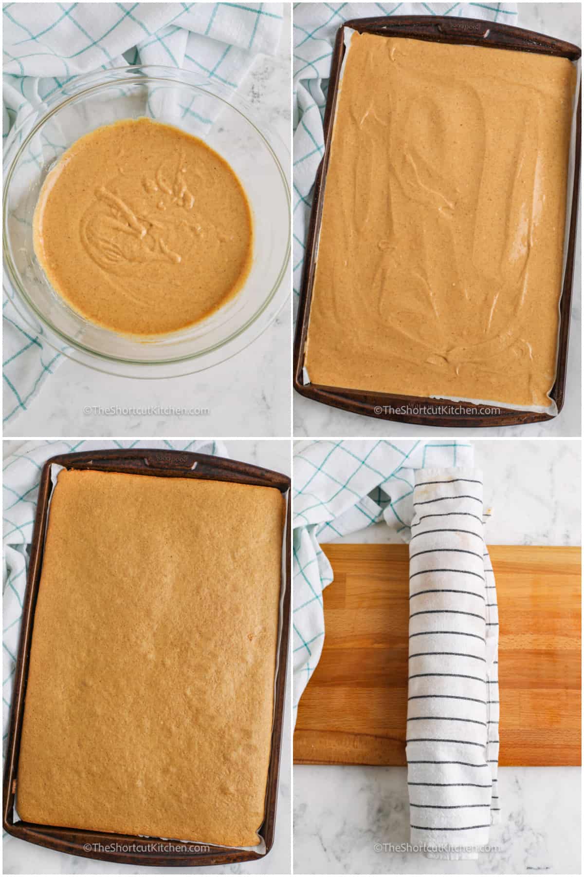 process to make Pumpkin Roll Cake