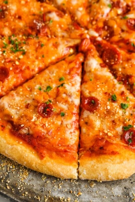 Sliced bisquick pizza dough pizza