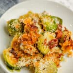 A serving of Brussel Sprouts Casserole