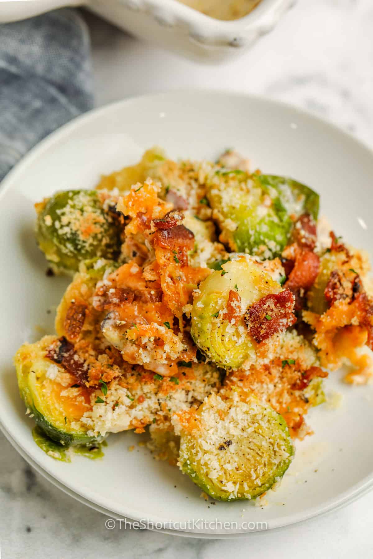 A serving of Brussel Sprouts Casserole