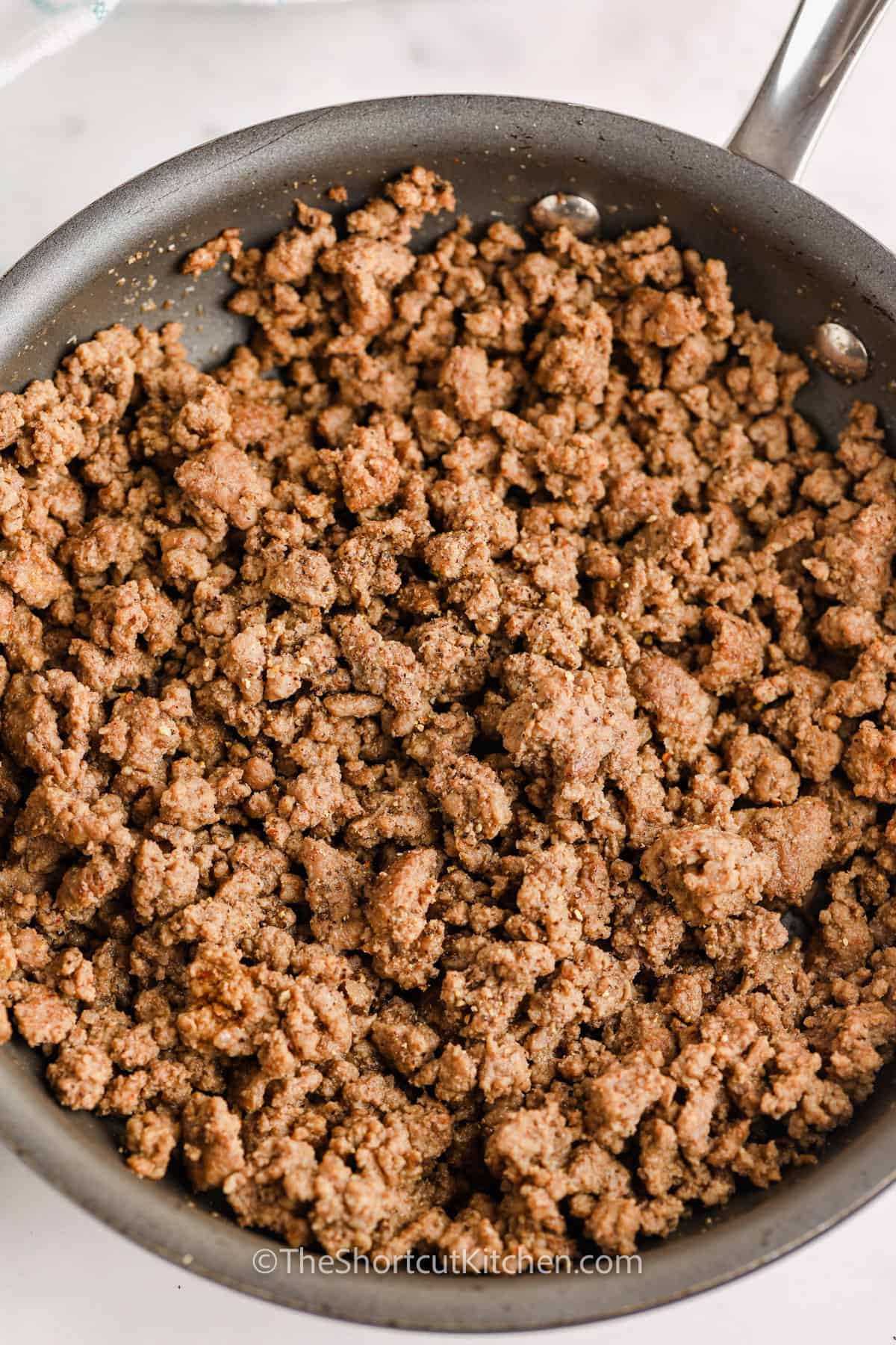 ground beef in a pan for Ground Beef Seasoning