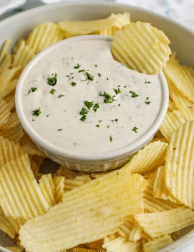 Chips dipped in Homemade Chip Dip