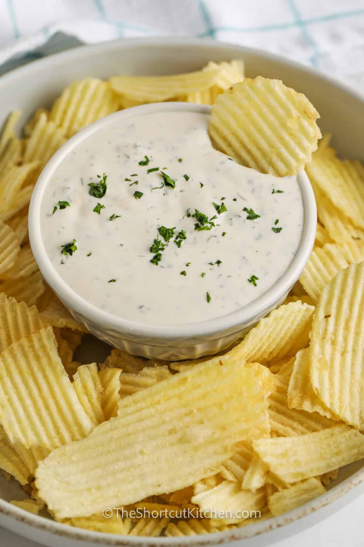 Chips dipped in Homemade Chip Dip