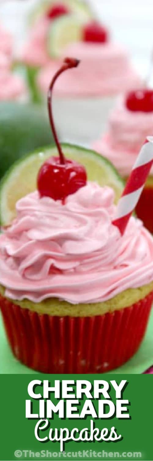 Cherry Limeade Cupcake with text