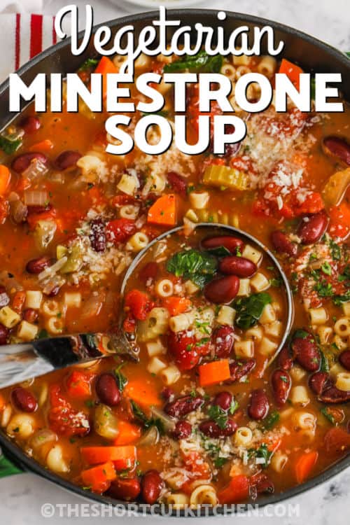 pot full of Minestrone Soup Recipe with a title