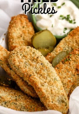 Best Oven Fried Pickles with text