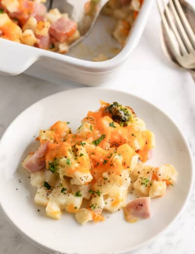 Ham & Potato Casserole on a plate