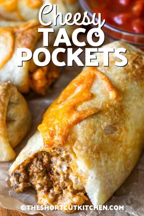 Prepared Cheesy Taco Pocket with writing