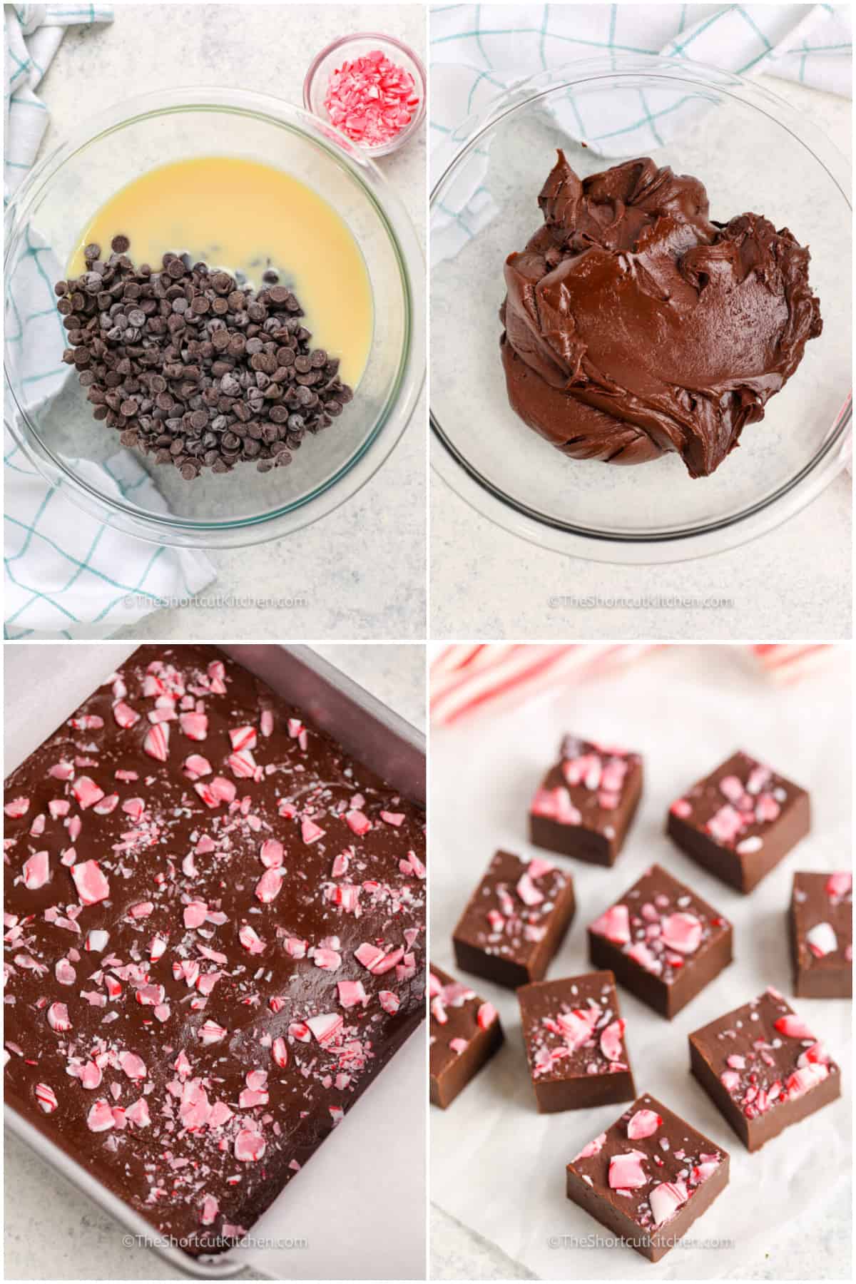 process to make Microwave Chocolate Peppermint Fudge