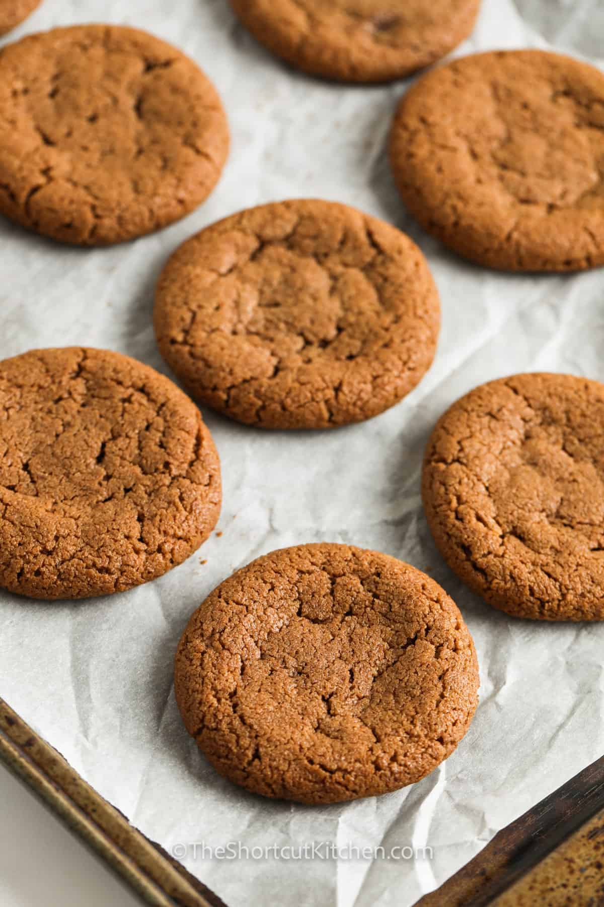 Easy Chocolate Peanut Butter Cookies baked on a baking sheet