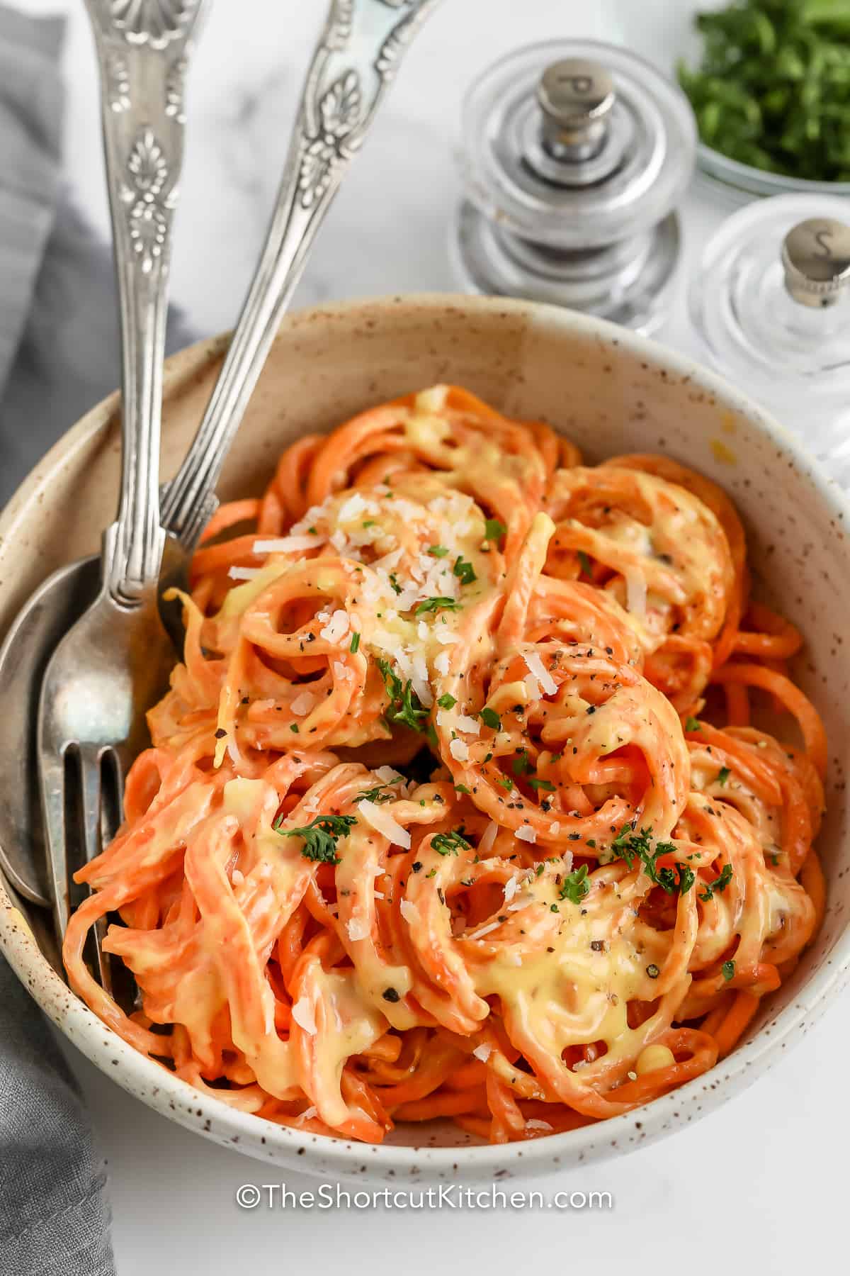 Spicy Spiralized Sweet Potato Fries (Gluten-Free, Paleo, Oil-Free)