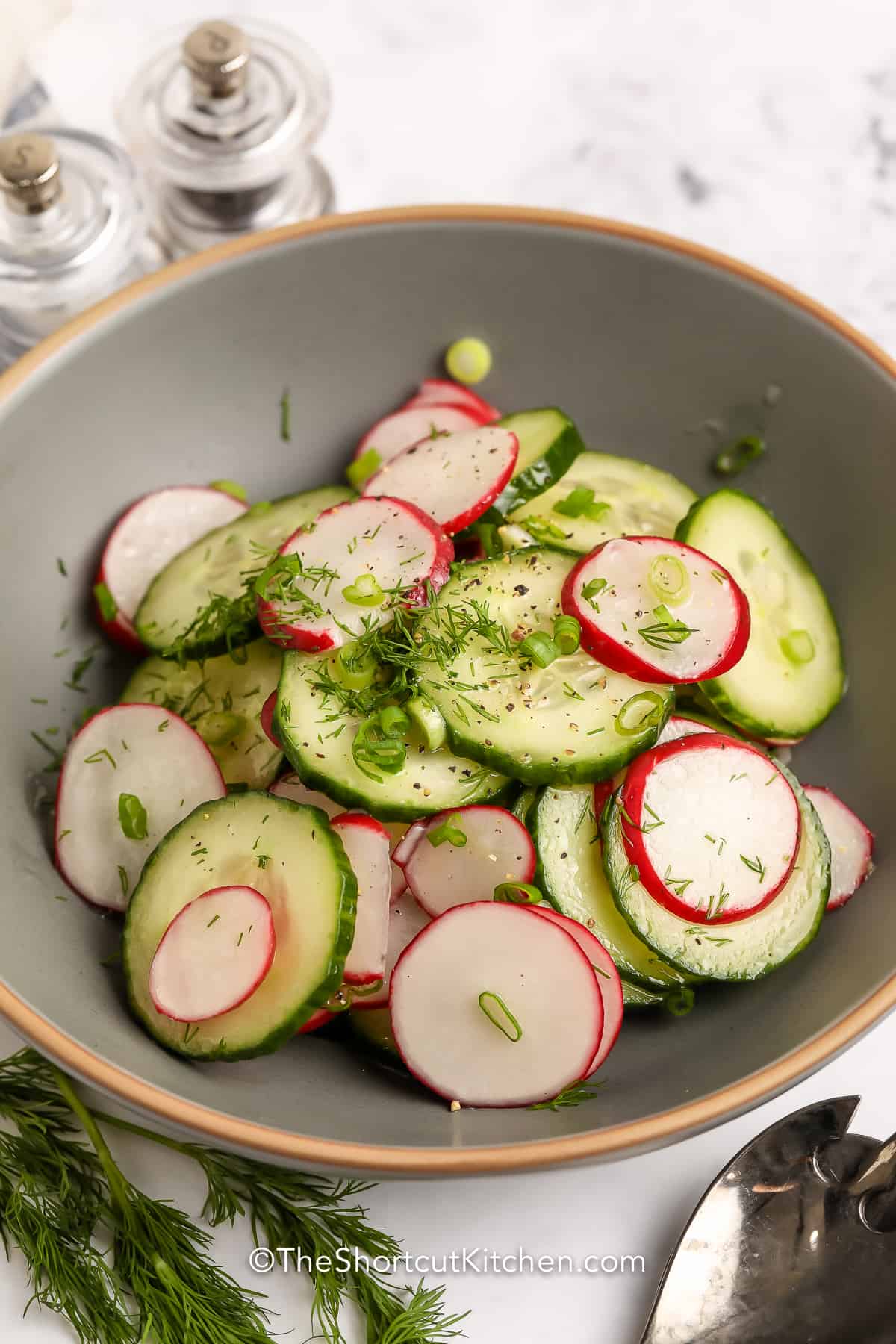 cucumber radish salad in a bowl