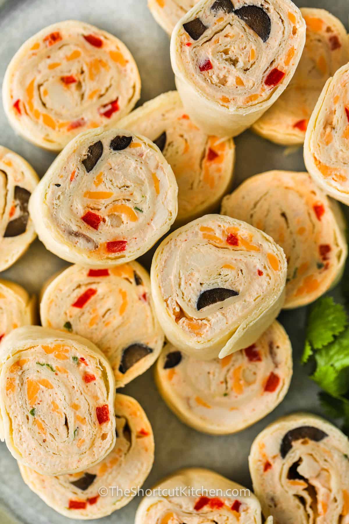 top view of finished Easy Tortilla Pinwheels
