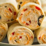 close up of Easy Tortilla Pinwheels on a plate