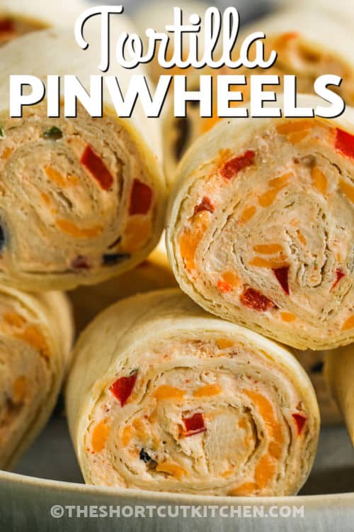 plated Easy Tortilla Pinwheels with a title