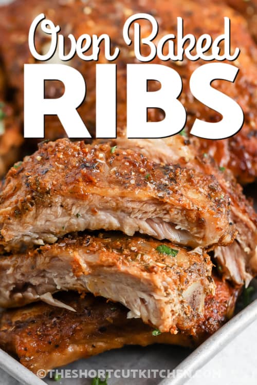 oven baked ribs with text