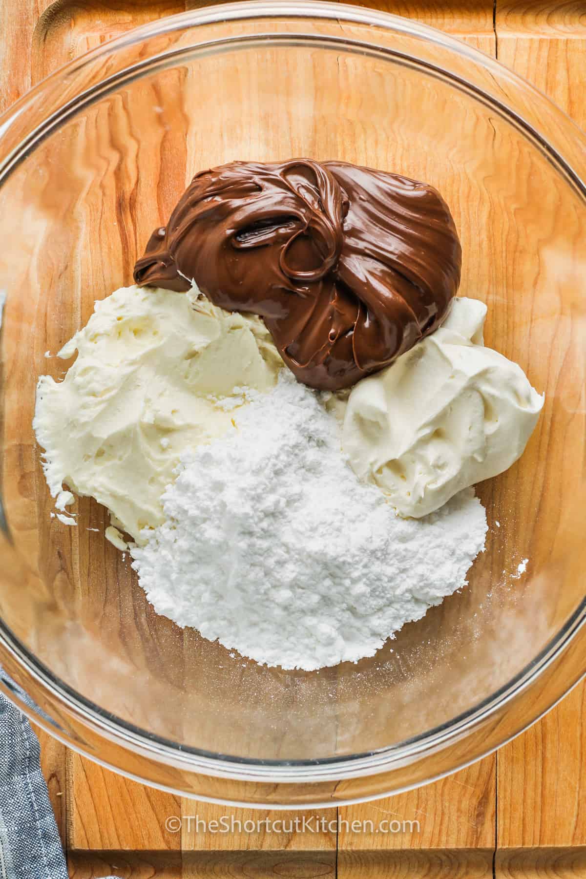 ingredients in a bowl to make Nutella Fruit Dip