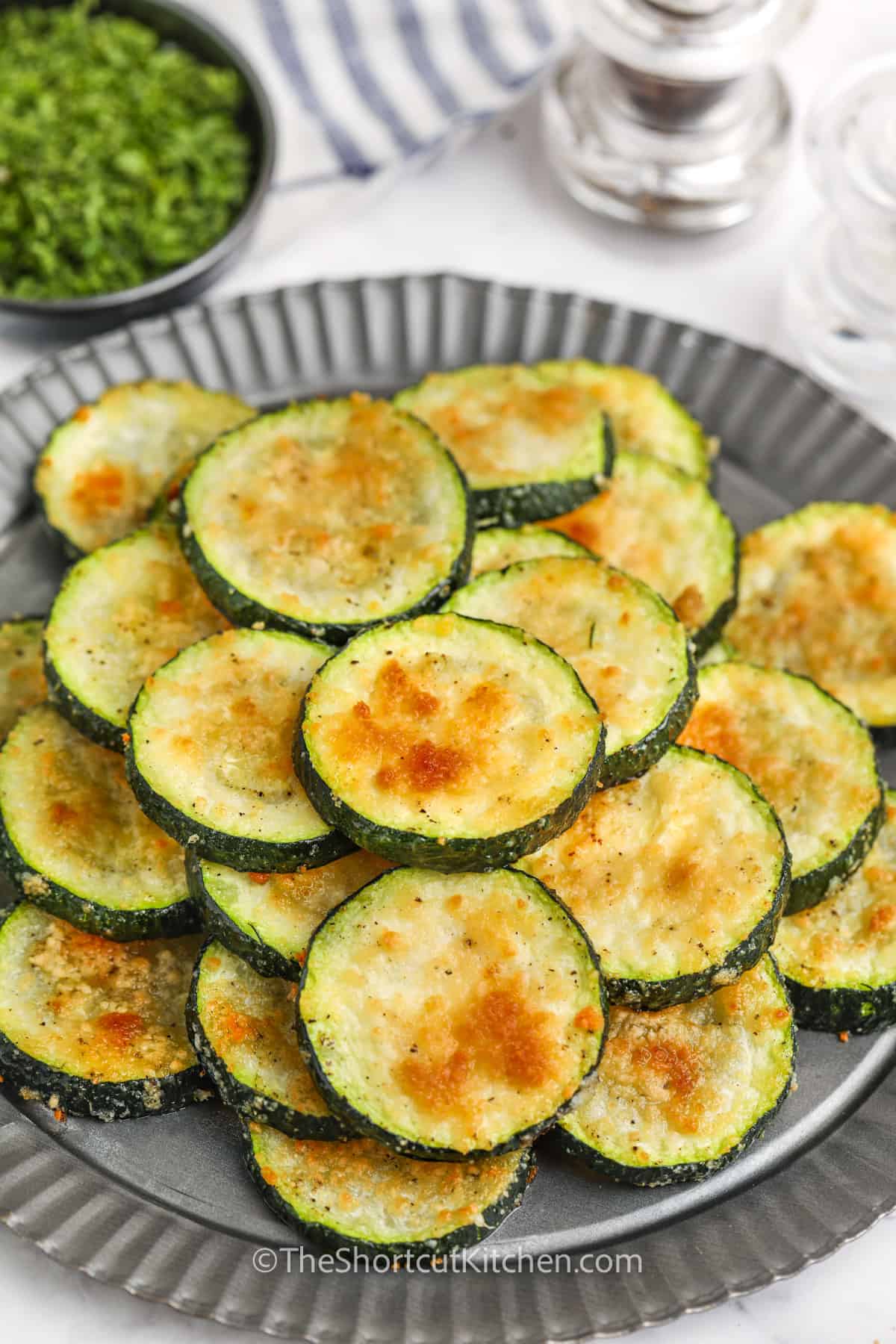 plated Oven Baked Parmesan Zucchini