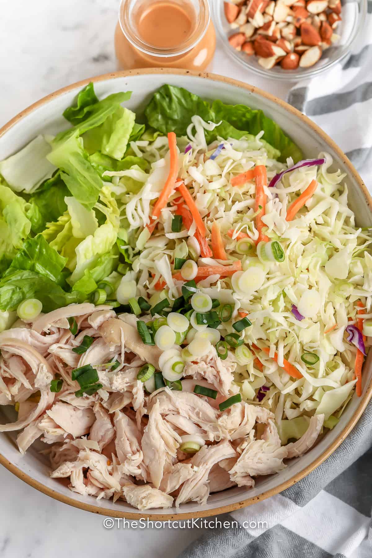 top view of this asian salad recipe with chicken