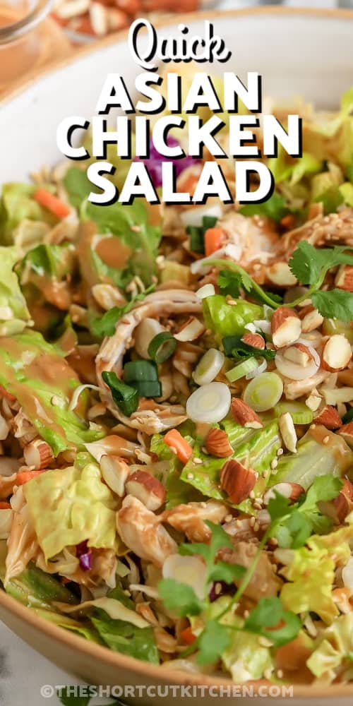quick asian chicken salad with text